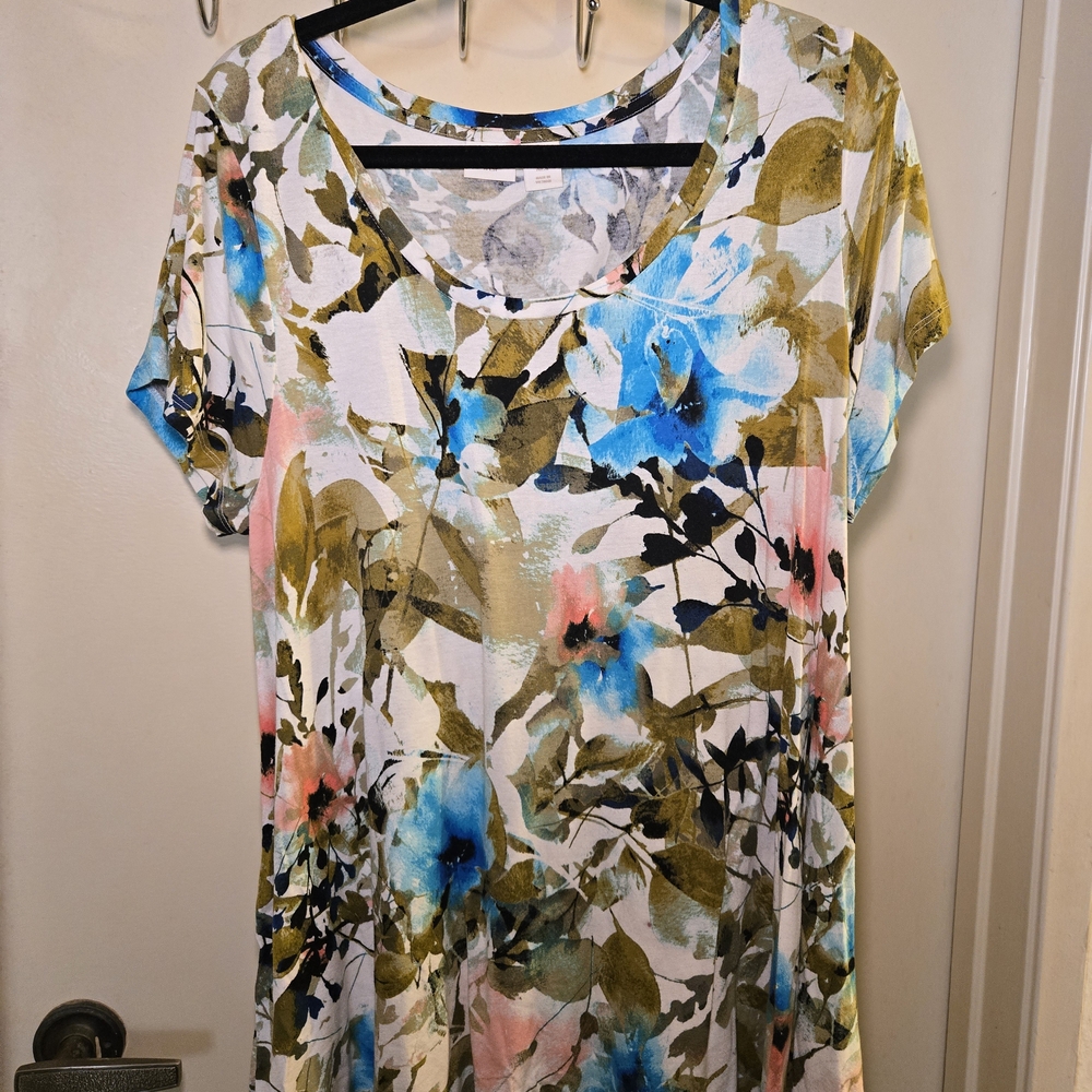 St. Tropez Multicolor Floral Short Sleeve Top Size 1X‎